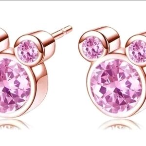 Rose Gold And Pink Disney Stud Mickey Mouse Earrings